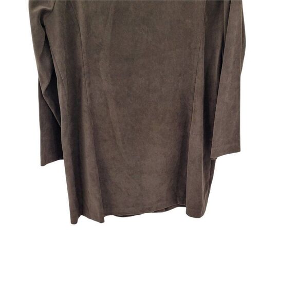 Vintage R&K Faux Ostrich Leather Ultrasuede Equestrian Trench Brown Sz 16 - Picture 8 of 12